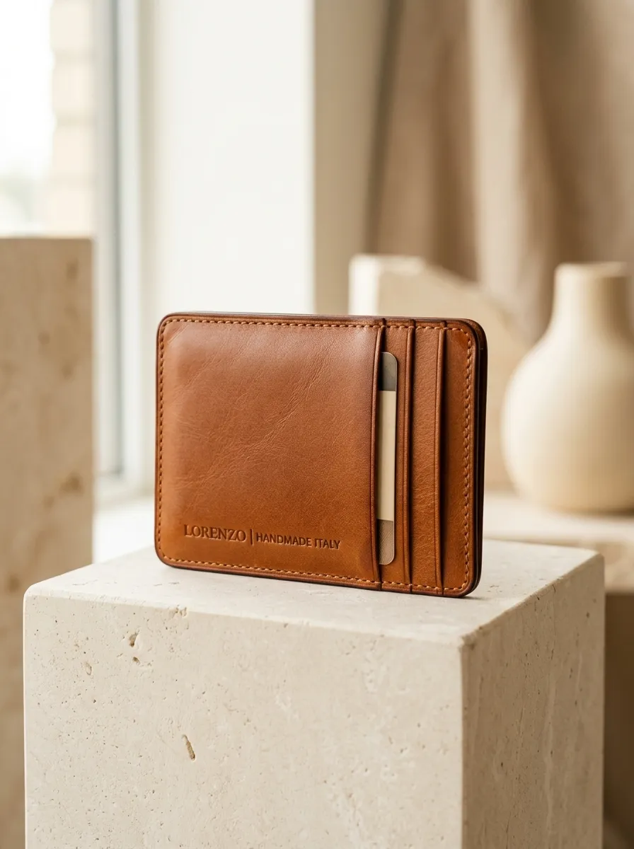 Full-Grain Leather Card Wallet - Cognac Tan
